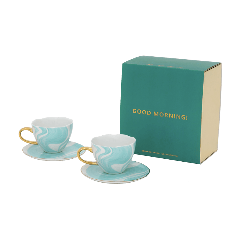 Urban Nature Culture | Good Morning kopje &amp; bord Valuri Emerald Green (set van 4)
