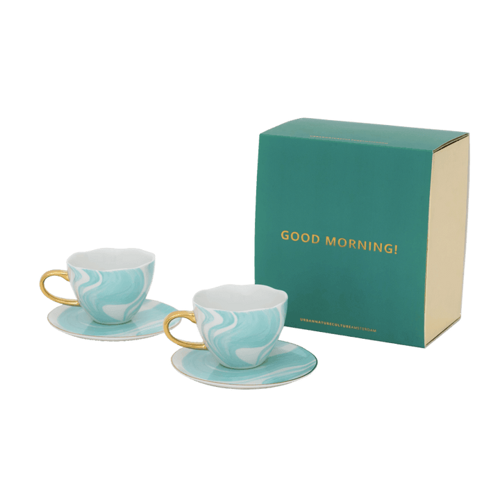 Urban Nature Culture | Good Morning kopje &amp; bord Valuri Emerald Green (set van 4)