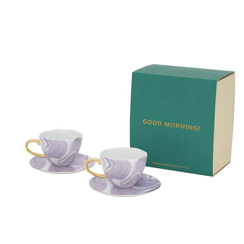 Urban Nature Culture | Good Morning kopje &amp; bord Valuri violet (set van 4)