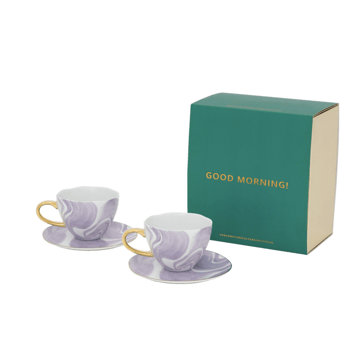 Urban Nature Culture | Good Morning kopje &amp; bord Valuri violet (set van 4)
