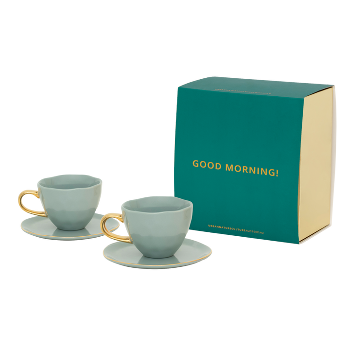 Urban Nature Culture | Good Morning kopje &amp; bord Papaya/Slate (set van 4)