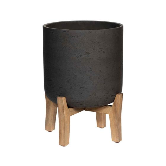 Pottery Pots - Bloempot Charlie L (Feet Low), Black Washed Ø29,5 cm