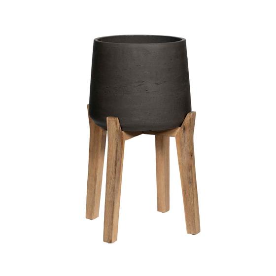 Pottery Pots - Bloempot Patt M (Feet High), Black Washed Ø23 cm