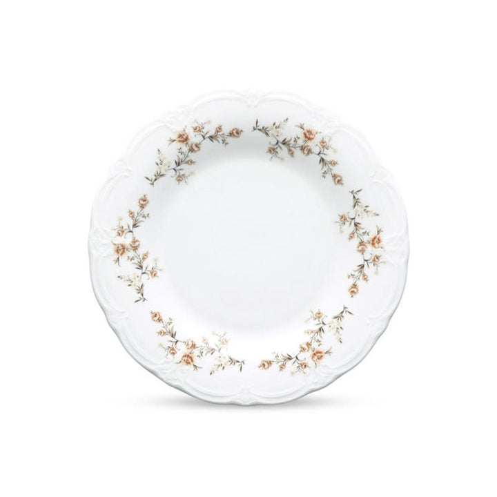 Bonbistro - Plat bord 27,5cm Bruine bloem Retro - Set van 6
