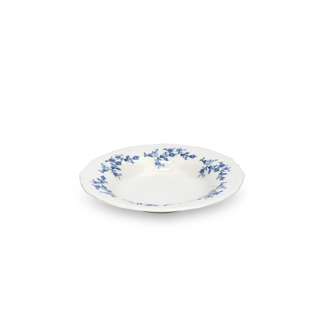 Bonbistro - Diep bord 23,5/14xH4cm Blauw flower Retro