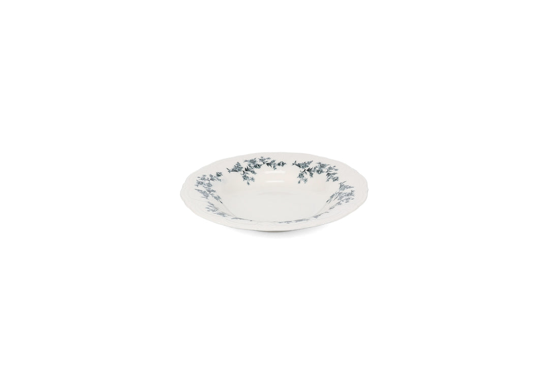 Bonbistro - Diep bord 23,5/14xH4cm black flower Retro (set van 6)