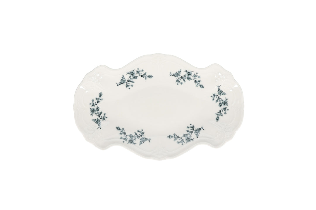 Bonbistro - Serveerschaal 39x25cm black flower Retro (set van 2)