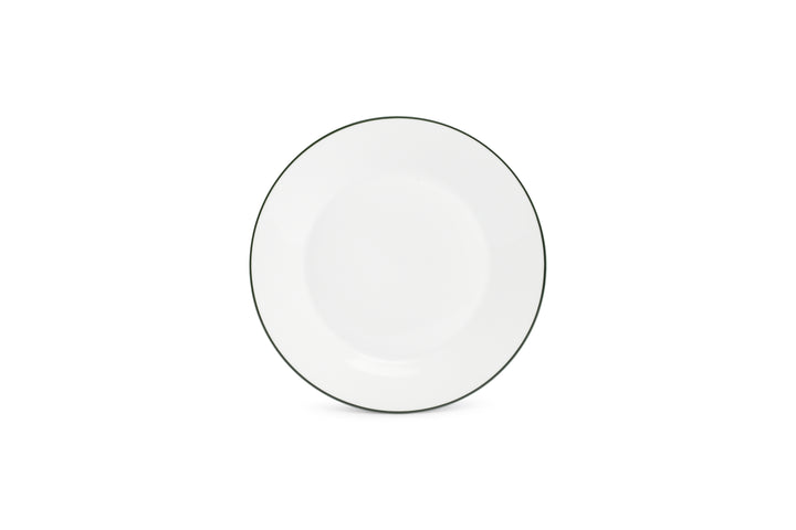 Bonbistro - Plat bord 24cm green rim Basic White - Set van 6