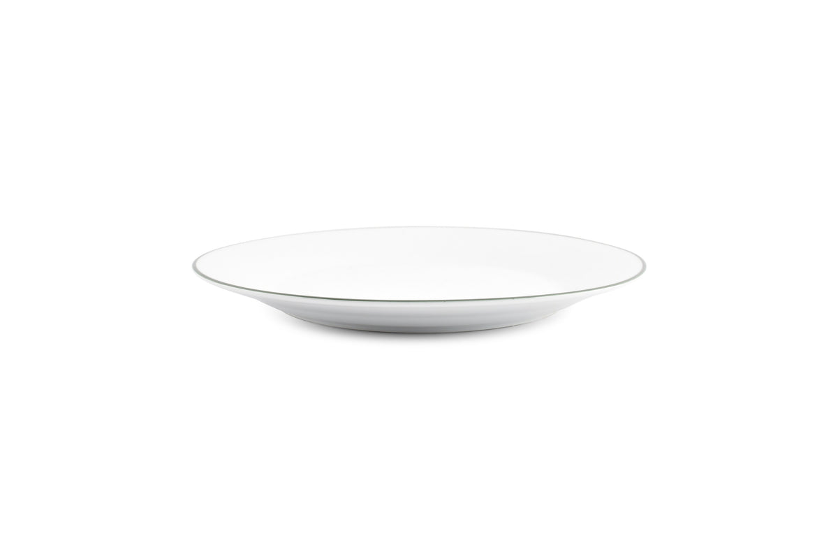 Bonbistro - Plat bord 24cm green rim Basic White - Set van 6