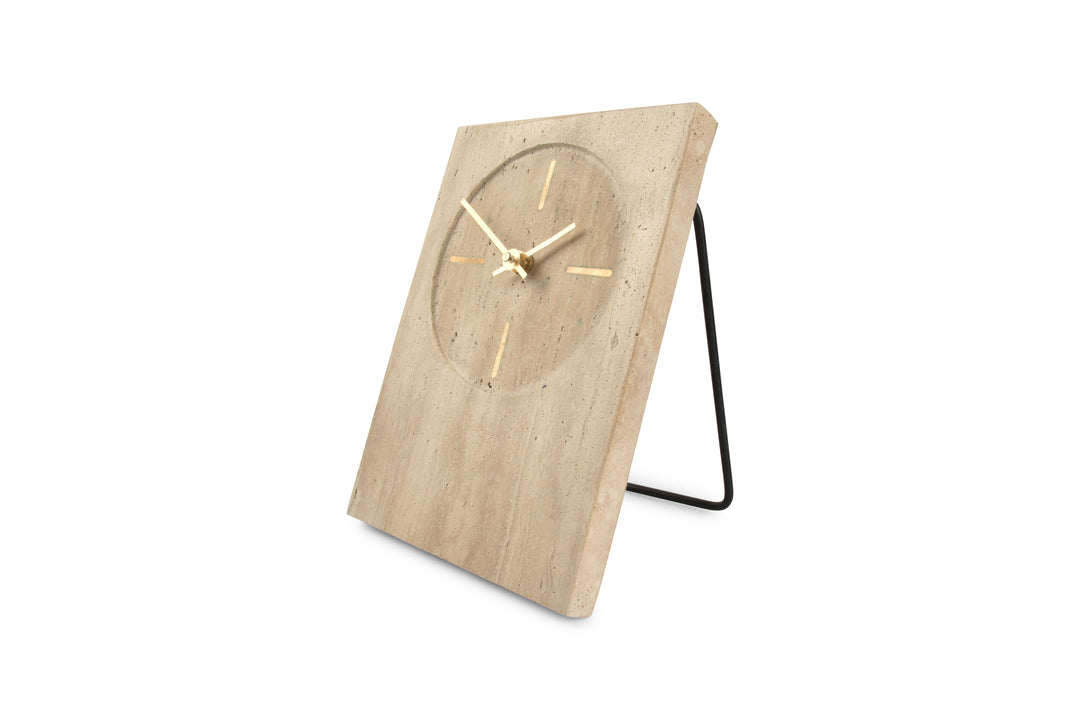Salt &amp; Pepper - Tafelklok 16xH23,5cm travertine beige Zone
