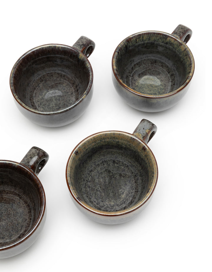 Serax - Sergio Herman - Cappuccinokop + Schotel Indi Grey - Set van 4