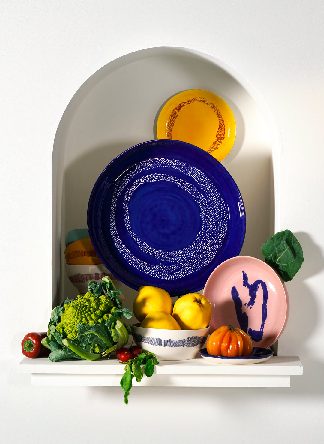 Serax - Ottolenghi - Kom S Wit Stripes Blauw Feast - Set van 4