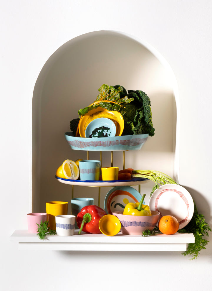 Serax - Ottolenghi - Koffiekop Wit Stripes Blauw Feast - Set van 4