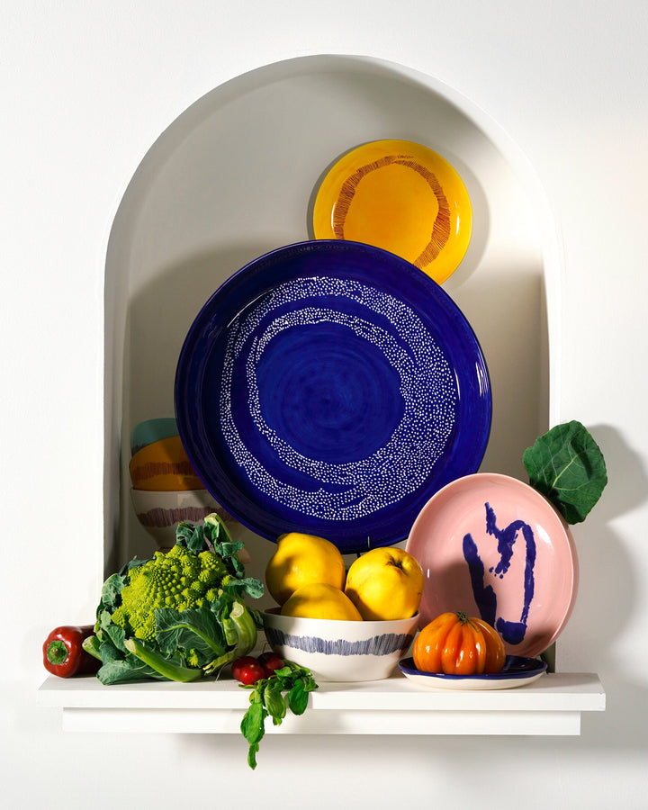 Bord S Donkerblauw Paprika Wit Feast - Set van 2