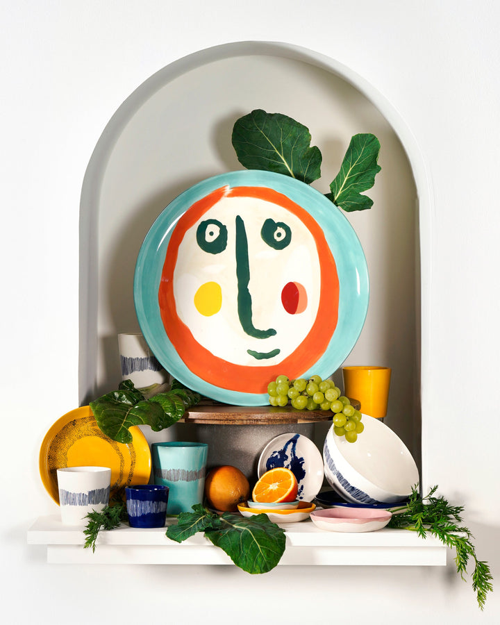 Bord L Geel Dots Zwart Feast - Set van 2