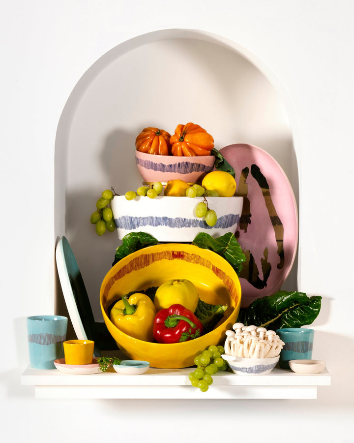 Serveerbord Wit Stripes Blauw Feast