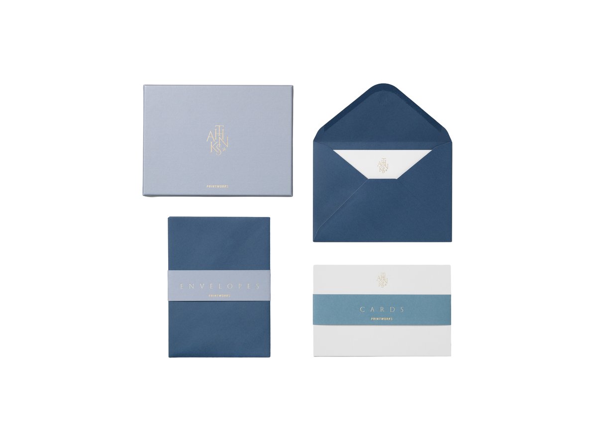 Kaart & Enveloppe Set - Thanks - Blauw