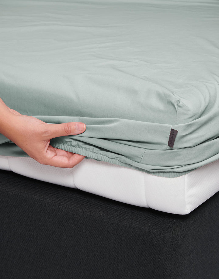 Essenza | Minte Hoeslaken - 140x200, Dusty Green