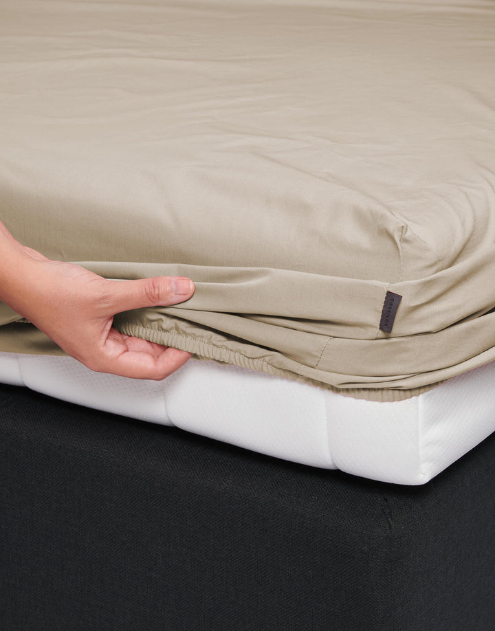 Essenza | Premium Percale Hoeslaken - 180x200, Cement