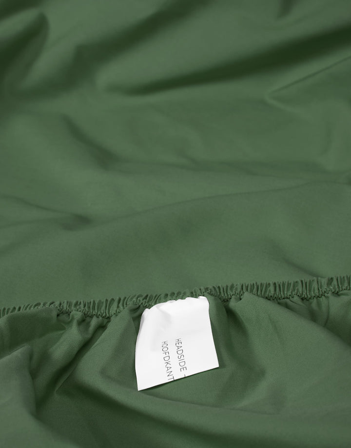 Essenza | Premium Percale Hoeslaken - 180x220, Mosgroen