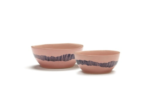 Serax - Ottolenghi - KOM L WIT STRIPES BLAUW FEAST - Set van 4