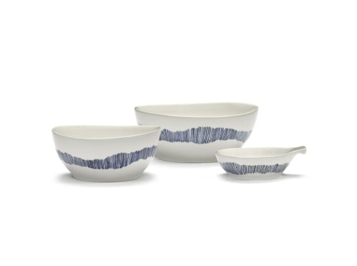 Serax - Ottolenghi - KOM L WIT STRIPES BLAUW FEAST - Set van 4