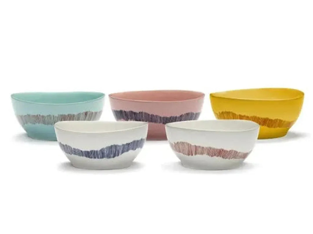Serax - Ottolenghi - Kom S Wit Stripes Rood Feast - Set van 4