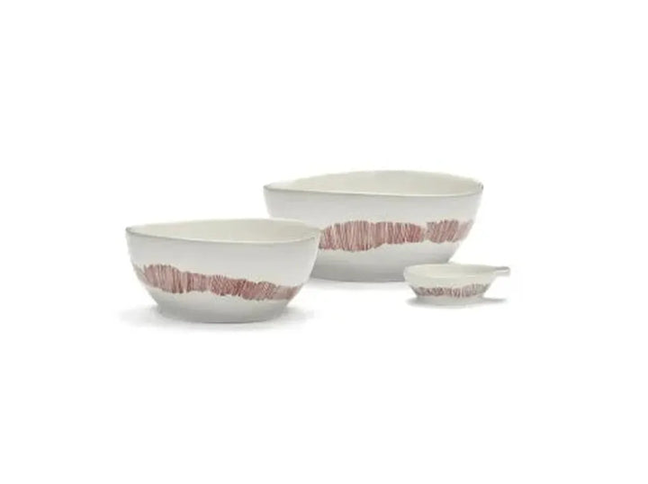 Serax - Ottolenghi - Kom S Wit Stripes Rood Feast - Set van 4