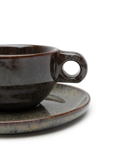 Serax - Sergio Herman - CAPPUCCINOKOP + SCHOTEL CAMO GREEN - Set van 4