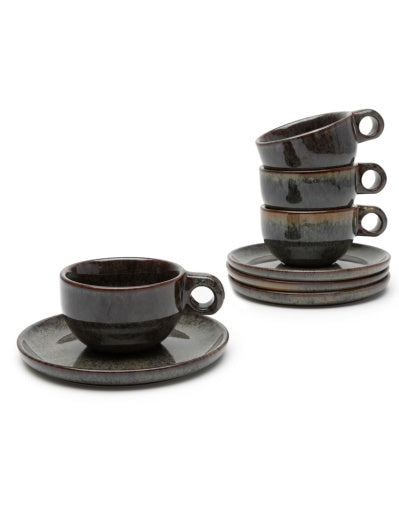 Serax - Sergio Herman - CAPPUCCINOKOP + SCHOTEL INDI GREY - Set van 4