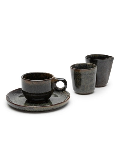 Serax - Sergio Herman - ESPRESSOKOP + SCHOTEL INDI GREY SURFACE - Set van 4