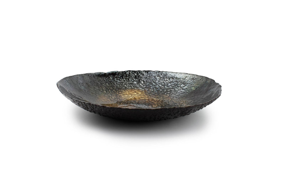 Sierschaal 32,5xH5,5cm glas zwart/goud Cosmo