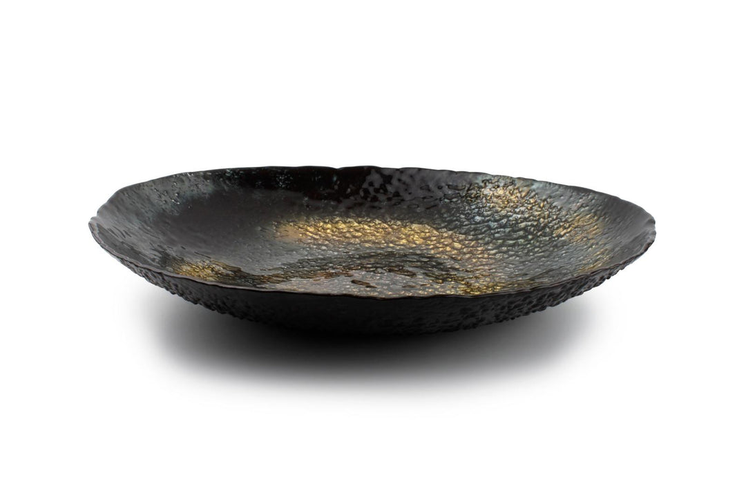 Sierschaal 40xH7cm glas zwart/goud Cosmo