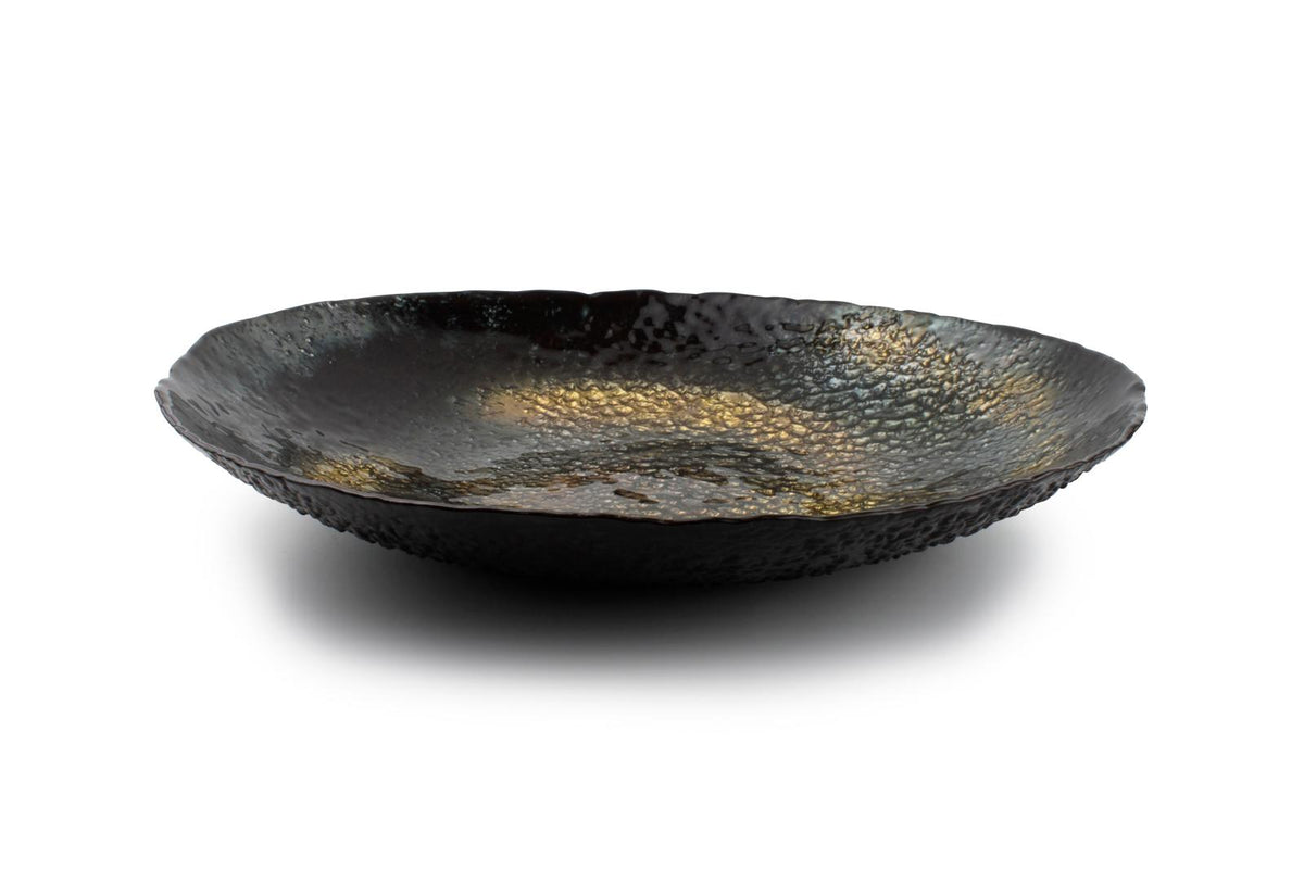 Sierschaal 40xH7cm glas zwart/goud Cosmo