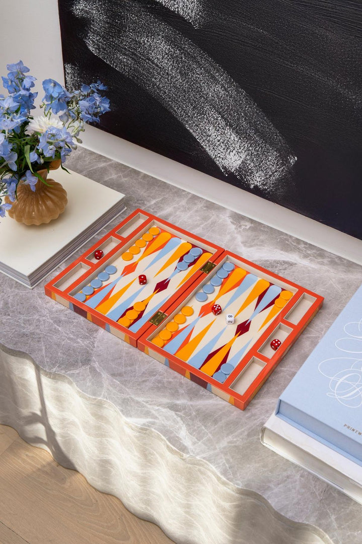 Spel - Backgammon Lacquered - Rood