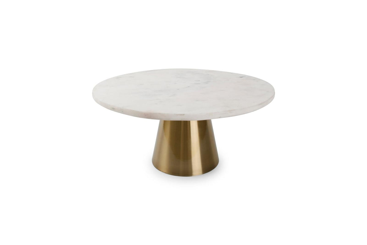 Taartplateau 30xH14cm marmer wit Glint