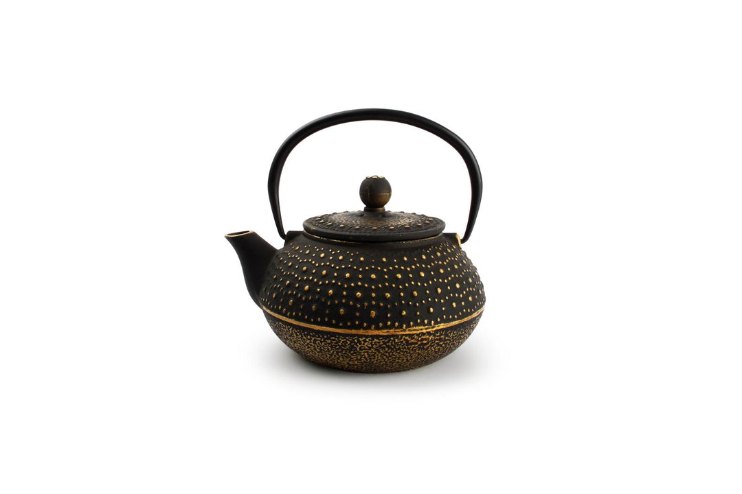Theepot 80cl stippen goud/zwart My Tea